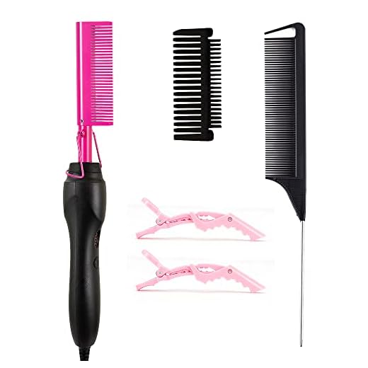 Pink Hot Comb Electric Hot Comb Heating Pressing Combs Hair Straightening [Power:42w]