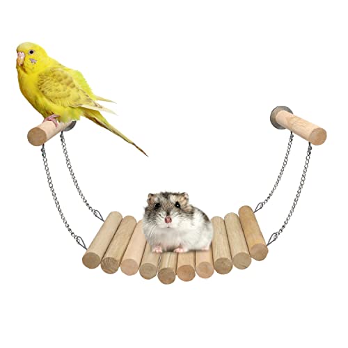 Image of Litewoo Bird Wood Swing Perch Ladder with Hammock Cage Accessories for Bird Parrot Parakeet Cockatiel Lovebirds Budgie Conures Finch