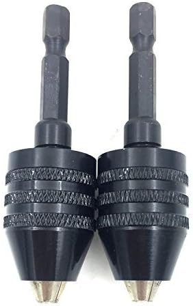 (2PCS) 1/4'' Keyless Drills Chuck Power Hand Drill Bits Tools Set Quick Change Bits Adapter Converter Tool Kit 0.3-6.5mm Hex Drill Bits Adapters