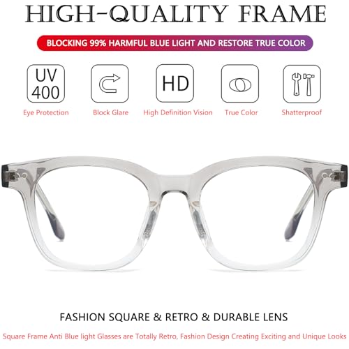 Image of AIEYEZO Fashion Blue Light Glasses for Women Men Retro Anti-Blue Light Eyeglasses TR90 Square Frame Computer Glasses