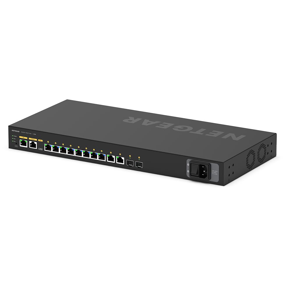 Netgear M4250 12-Port AV Line PoE+ M4250-10G2F, Managed, L2/L3, W126258125 (M4250-10G2F, Managed, L2/L3, Gigabit Ethernet (10/100/1000), Power Over Ethernet (PoE), Rack mounting, 1U)