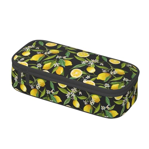 Image of Lemon Fruit Tropical Pencil Case Big Capacity Storage Pencil Pouch Stationery Bags With Zipper Portable Pen Holder Box Organizer For Boys Student College School Office Supplies