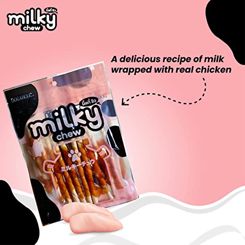 Image of Milky Chew Chicken Stick Dog Treats - Premium Rawhide-Free Milk-Flavoured Sticks for Dogs of All Ages & Sizes - Nutritional 4-Pack