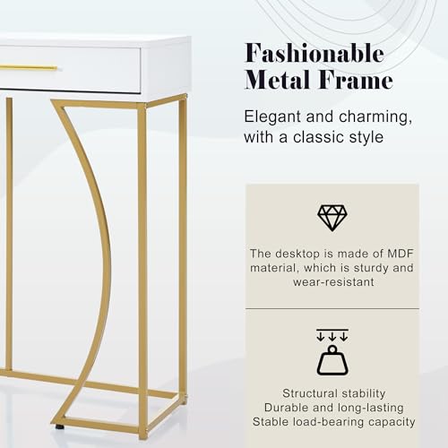 Mesa auxiliar de sofá de 120 cm con 2 cajones para entrada y salón 6