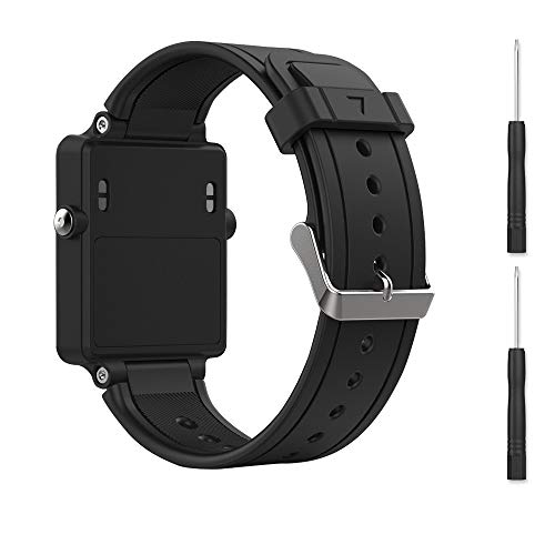 Bossblue Black Replacement Band for Garmin Vivoactive, Silicone Replacement Fitness Bands Wristbands with Metal Clasps for Garmin vivoactive GPS Smart Watch