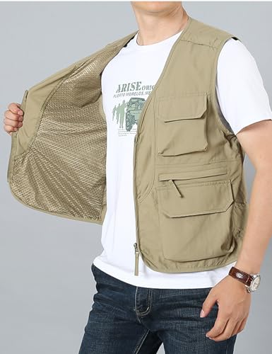 Arssm Men's Fishing Vest Outdoor Cargo Safari Hiking Travel Casual Lightweight Utility Vest With Pockets4