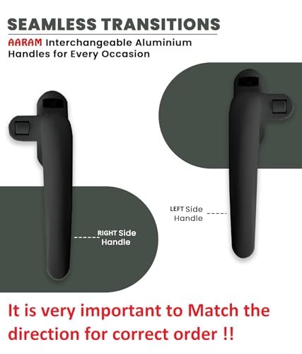 Image of AARAM Right Side Black Aluminium Window Handle, Pack of 1, Domal Handle for openable Windows & Doors, Single Point, Corrosion Free, Replacement Handle for Window & Doors (Black)