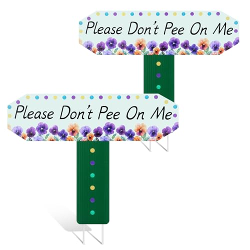 2 Pieces No Dog Pee Sign 11.5 × 9 Inch No Pooping Dog Sign No Puppy Urine Signages Please Don't Pee on Me Signage Double Sided Yard Stake for Curbing Pets Poop Outdoor Yard Lawn Patio Garden Signs