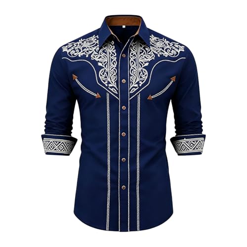 Chemise été homme léger en denim imprimé western casual