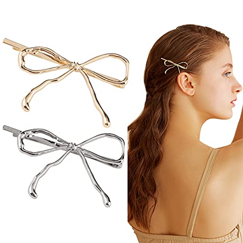 FRDTLUTHW 2Pcs Hair Clips Butterfly Minimalist Hair Clip Small Metal Hair Accessories for Women/Girls Golden&Silver-Style 1