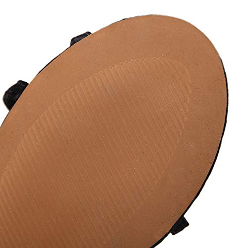 ANUFER Women Knee High Gladiator Sandals Boots Flat Lace Up Zip Roman Strappy Sandals4