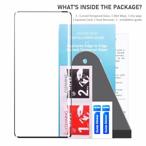 Image of SupCares Edge to Edge Curved Full Glue Tempered Glass for Motorola Edge 40 5G (6.55 Inch) with Easy Self-Installation Kit | Black