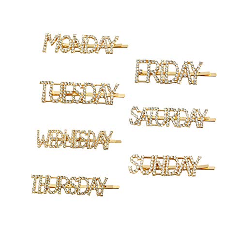 Weeks Letter Hair Clip Gold Bobby Pins Sparkly Barrettes Bling Luxury Crystal Headwear for Women