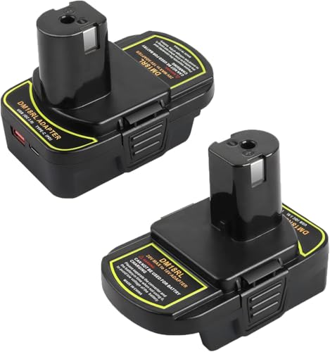 2 Pack DM18RL Battery Adapter Converter with USB & Type-C...