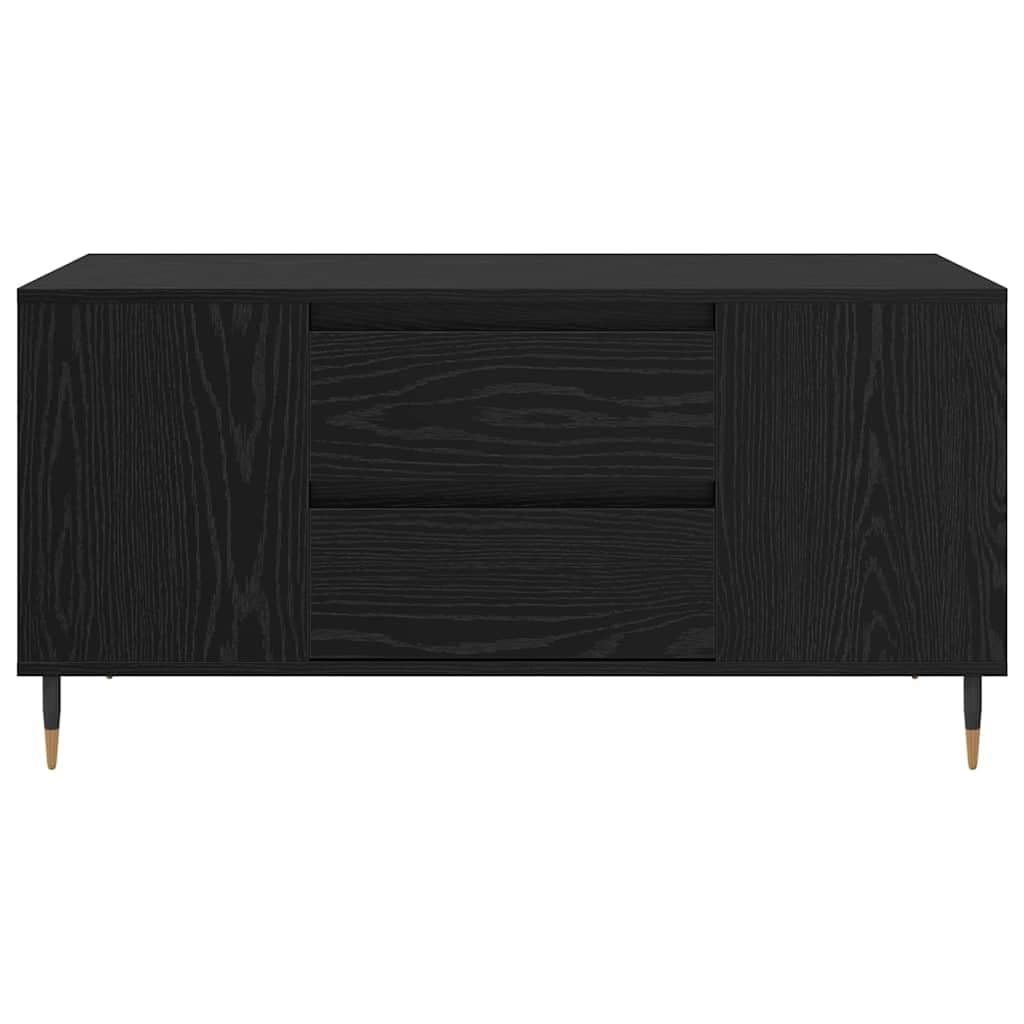 Tavolino da salotto Rovere nero in legno ingegnerizzato 102 x 44,5 x 50 cm con cassetto e ripiano, mobiletto salvaspazio versatile per soggiorno, camera e ufficio moderno