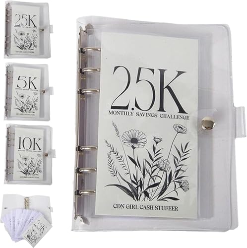 12-Month Envelopes Money Saving Challenge Binder, Budget Binder With Cash Envelopes, Easy and Funny Way to Save 2.5K/5K/10K Dollars, Money Binder For Cash Saving (2.5K)