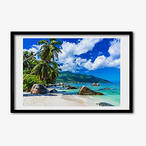 Tableau peinture décoratif grand format 60x40 cm avec cadre en bois moderne