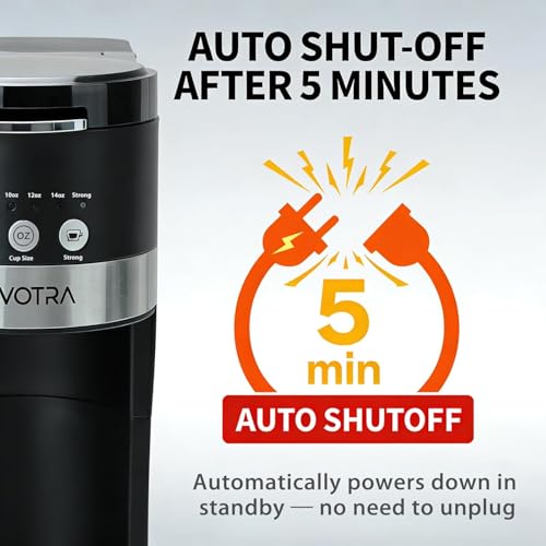 Image of REVOTRA Single Serve Coffee Maker for Pods & Ground Coffee, 6 to 14oz Brew Sizes, Strong Brew Option, Fast Brewing, Compact Design with Removable 40oz Reservoir, Travel Mug Friendly
