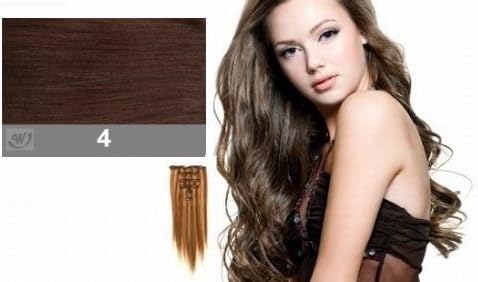 18" Clip in Human Hair Extension - Amy Clip It (Natural Brown(#4))