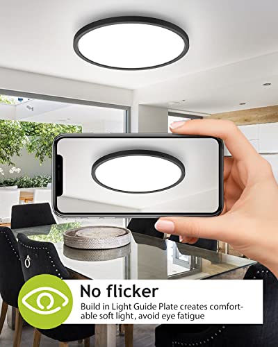 image for hepside 4PACK Flush Mount LED Ceiling Light Fixture Black, 12Inch 28Wa