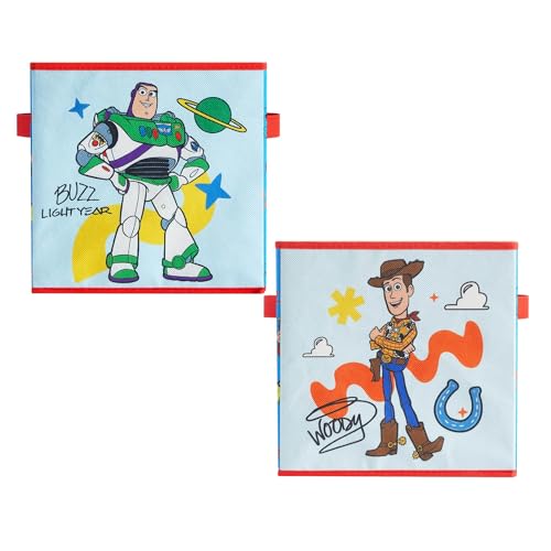 Image of Disney Pixar Toy Story Storage Cubes for Kids,2 Pack 10 inchx10 inch Collapsible Fabric Bins with Handles, Organizer Boxes with Handles for Bedroom, Playroom & Nursery