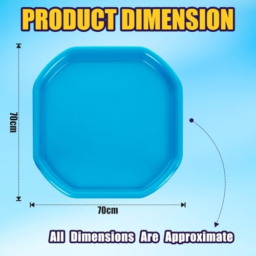 (Set of 3) - Small Mixing Tray 70cm x 70cm Plastic Assorted Tuff Tray Messy Activities Perfect for Playing Sand Pool Pit Water Garden Beach (Sky Blue)