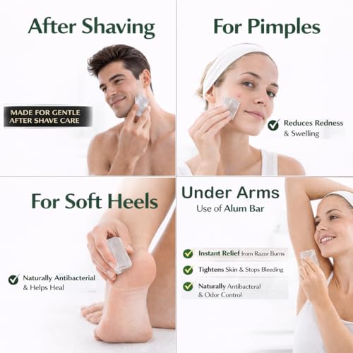 Image of Adbeni Premium Alum Bar (Fitkari) 100g x 2pcs | for Men & Women | Natural After Shave Care | For Skin Tightening, Underarm Freshness, Pimples Care & Foot Care | Travel Friendly Crystal Stone