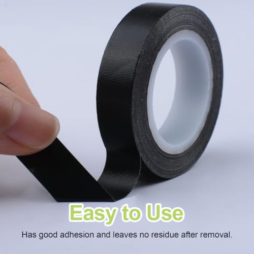 Image of Curtain Glide Tape, 2 Rolls Self-Adhesive Teflon Fabric Tape, Noise & Friction Reduction Slide Tapes for Curtain Ring, Wood Drawer (Black)
