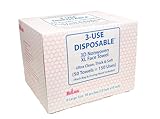 3-Use Disposable 3D Nonwoven Face Towels-XL 13”x10”, 50Cts=150 Uses, Cut Waste & Cost 70%, Ultra-Clean, Soft & Durable, Dual-Surface: Cleanse, Exfoliate, Includes Wash Bag & Hook