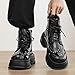OXNGDMDM Men's Patent Leather Rivet Platform Motorcycle Boots with Side Zipper Fashion Comfortable Non Slip Chunky Block Heel Goth Dress Combat Ankle Boots for Street Biker (Black,8)