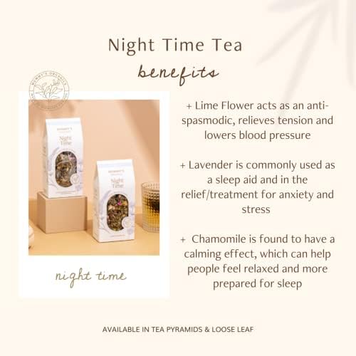 Night Time - Organic Herbal Tea | 45g of Loose Leaf | Caffeine Free | Relax, Unwind & Calming | Natural Sleep Tea, Lavender & Chamomile Blend Perfect For Bedtime | Made By Midwives For You