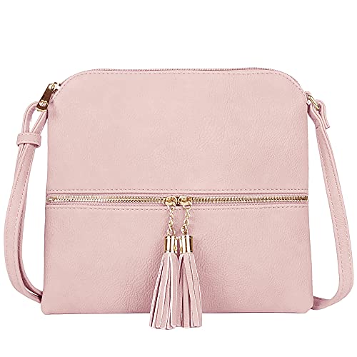 Image of SG SUGU Lightweight Medium Crossbody Bag Shoulder Bag with Tassel and Zipper Pocket