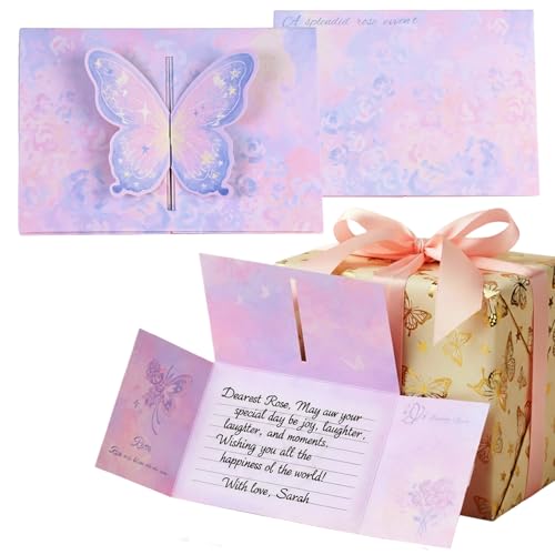 Kaiyzo Conjunto de 18 cartões de convite de aniversário infantil com design de borboletas 3D, tamanho 14 x 10 cm, inclui envelope, convite de festa para meninas e meninos