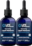 Life Extension Fast-Acting Liquid Melatonin (Citrus-Vanilla), 2 Fluid Ounces (Pack of 2)