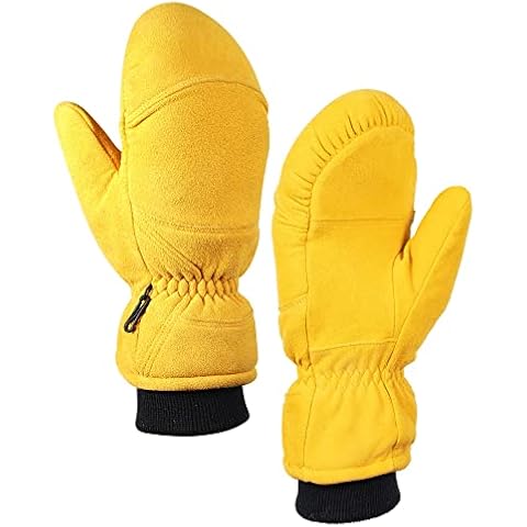 SKYDEER Full Genuine Deerskin Suede Leather Mittens with Pile Lining, Winter Gloves for Cold Weather Work and Ski (SD8677M/L) Cover
