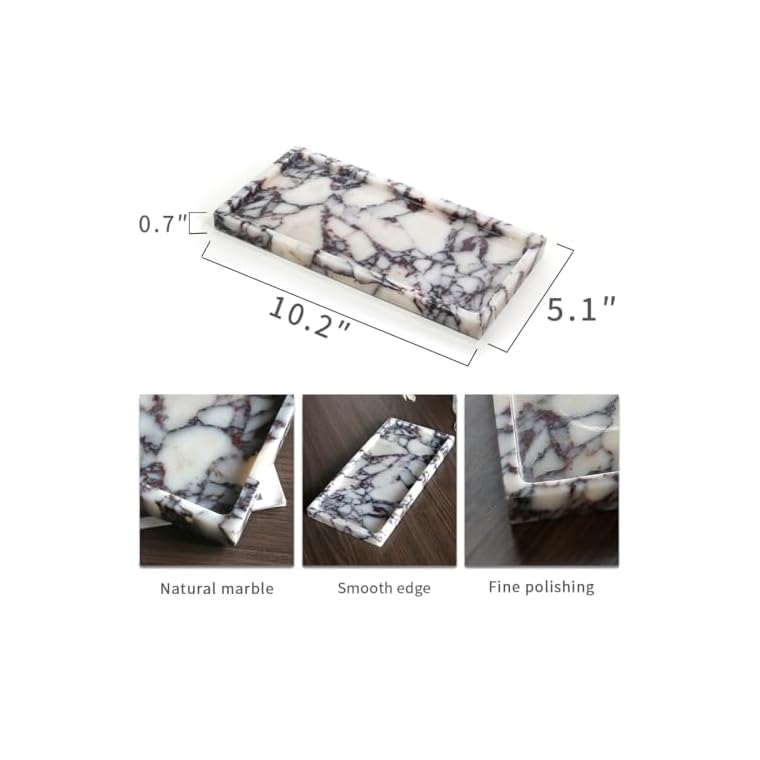 FutureStone 100% Natural Luxury Calaccata Viola Marble Small Hand Towel Tray Holder Organizer, Makeup Bathroom Holder - Image 3