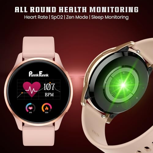 Image of PunnkFunnk Active 5 Smart Watch with 1.3 inch AMOLED HD Display | Bluetooth Calling, AI Voice Assistant, 100+ Sports Modes, Heart Rate & SPO₂ Tracking, IP68 Waterproof for Men & Women- (Pink)