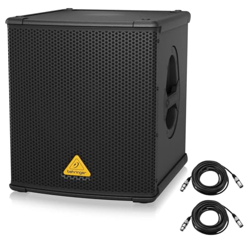 behringer eurolive b1200d-pro high-performance active 500-watt 1234 pa subwoofer with built-in stereo crossover 60hz-130hz frequency response with 2x hampa xlr cables