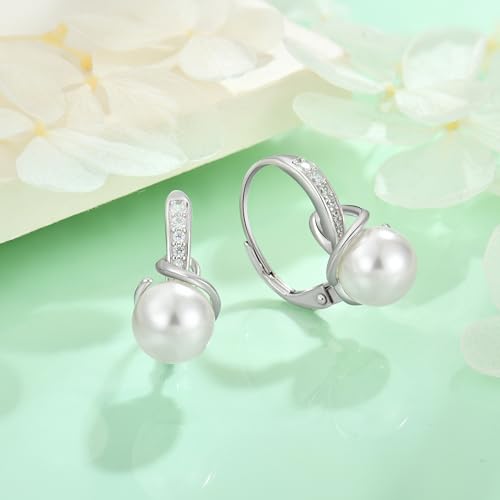 Starchenie Pearl Leverback Earrings 925 Sterling Silver Rose Gold Plated/18K Gold Plated Jewelry Gift for Women3