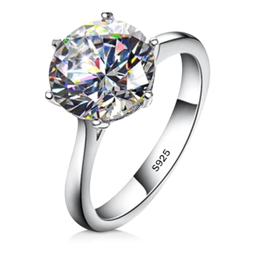 AINUOSHI 1/2/3/4 Carat Moissanite Engagement Rings for Women, 925 Sterling Silver Solitaire Round Cut (10mm) Diamond Wedding Band D-E Color Grade Gift for Wedding Anniversary