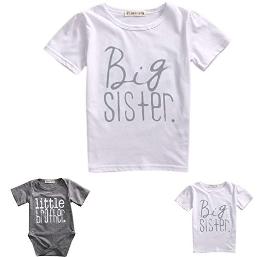 Big Sister en Little Brother Family Matching Outfits baby rompertjes baby Weinig Broer Romper Big Sister T-shirt Tops… - Afbeelding 7
