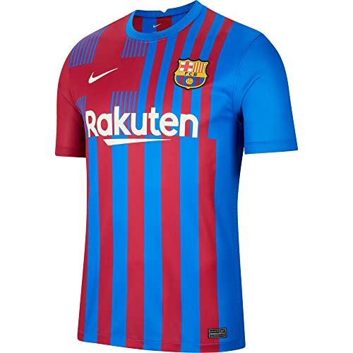 Camisa Barcelona Home 21/22 s/nº Torcedor Masculina - Vermelha e Azul (G)