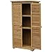 Produktbild Outsunny Gartenschrank Holz Gerätehaus Geräteschuppen Geräteschrank Holzhütte Pultdach Bitumenpappe Lamellentüren Natur 87 x 46,5 x 160 cm