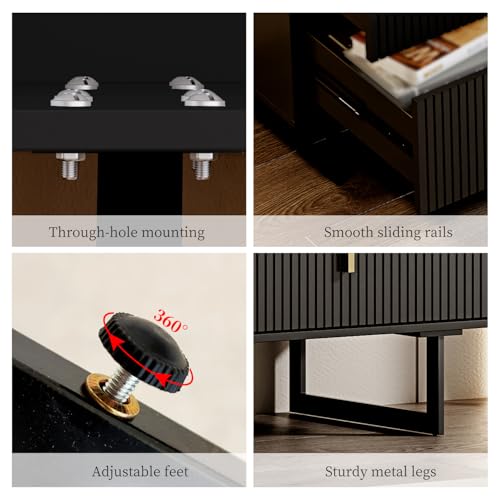 Modern Chest of Drawers with 9 Drawers,Deep Drawers,Clothes Organizer,Large Storage Cabinet for Living Room, Bedroom,Hallway,with Anti-Tipping Device,Matte Black - Image 5