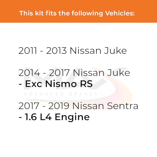 Image of Max Advanced Brakes Front & Rear Brake Kit Compatible With 2011 2012 2013 2014 2015 2016 2017 Nissa Juke Sentra 1.6 L4 Replacement Drilled Slotted Black Coated Disc Brake Rotors and Ceramic Brake Pads