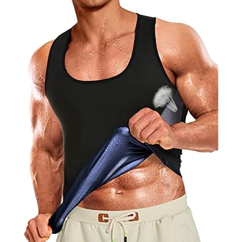 LAZAWG Sweat Vest for Men Sauna Vest Workout Running Compression Tank Tops Waist Trainer Clothes Fitness Body Shaper Gym Cover