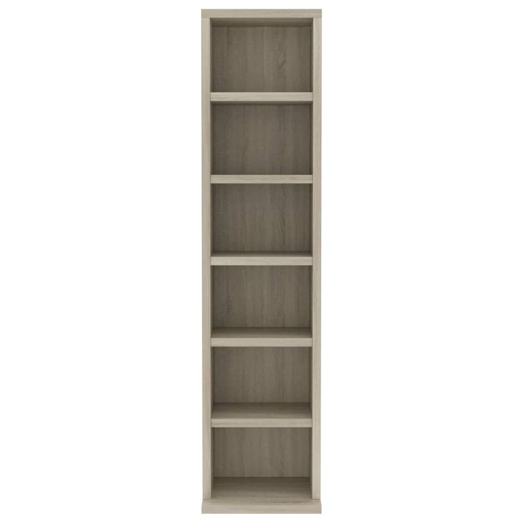 Sonoma - Armadietto per CD, in legno di ingegneria, 21 x 20 x 88 cm, con 6 scomparti aperti, mobile portaoggetti multimediale per ufficio, soggiorno, camera da letto