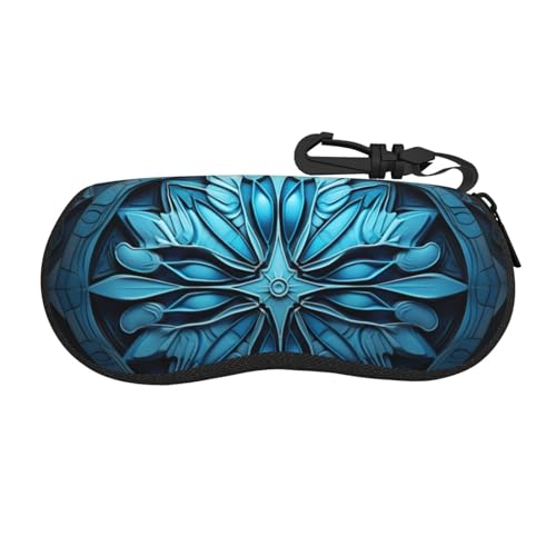 Funda para gafas de sol con estampado de jardín, funda de neopreno suave con cremallera para mujeres, niñas y hombres, Patrón de arte popular azul 1, One Size