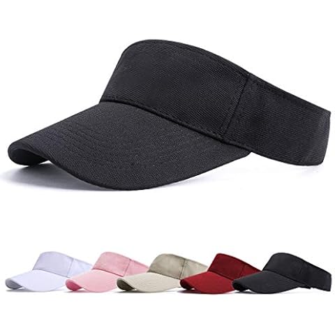 Visor Hat - Sports Sun Visor, Women Tennis Hat Adjustable, Ponytail Baseball Cap, Empty Top Sun Hat, Washed Solid Hat Outdoor for Men Women (Black a) Cover