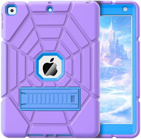 Grifobes for iPad 9th Generation Case, for iPad 8th/7th Generation Case 2021/2020/2019, Heavy Duty Rugged Protective 10.2" Cover with Stand for iPad 9 8 7 Gen 10.2 inch Kid Girls (Purple+Blue)
